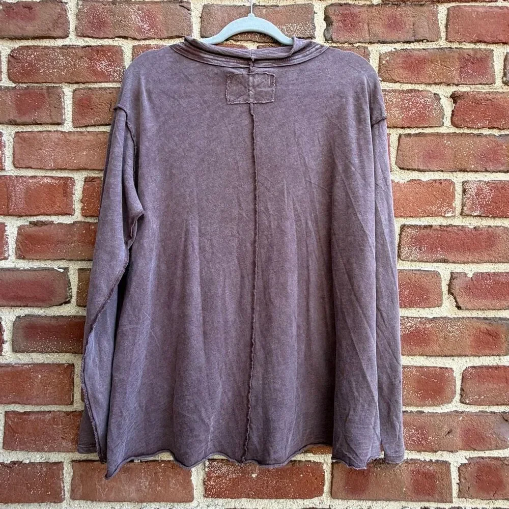 Free People We The Free Women’s Long Sleeve Regan Tee brown small NEW
